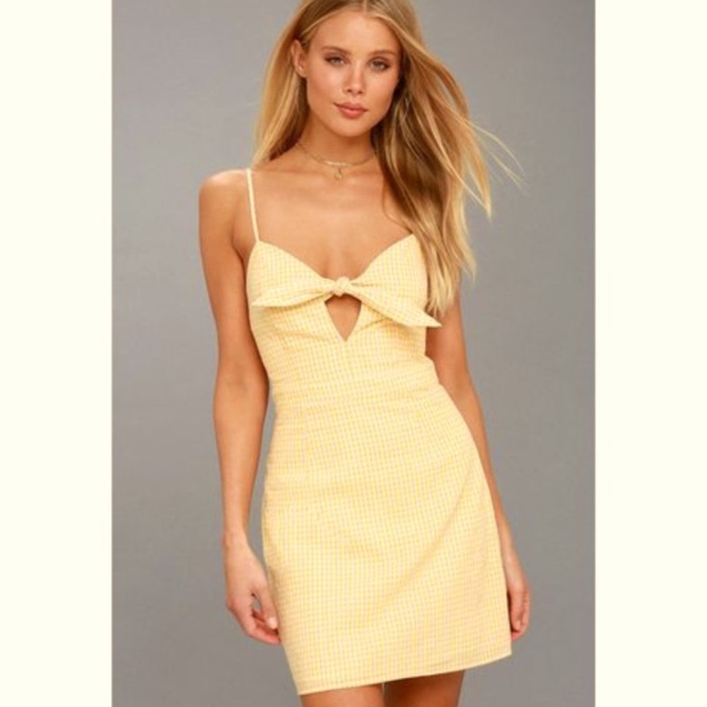 Lulus Music City Yellow Gingham Dress